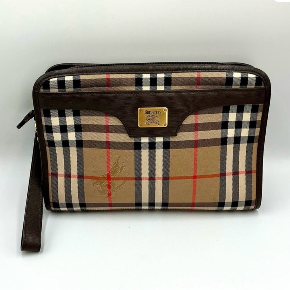 Burberrys Vintage Authentic Nova Check Canvas Clutch with COA- EUC - Picture 6 of 11